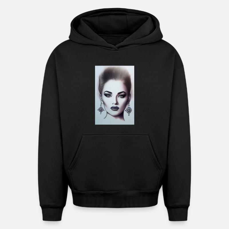 Femme avec des bijoux - Sweat à capuche unisexe oversize épais SPREAD - noir