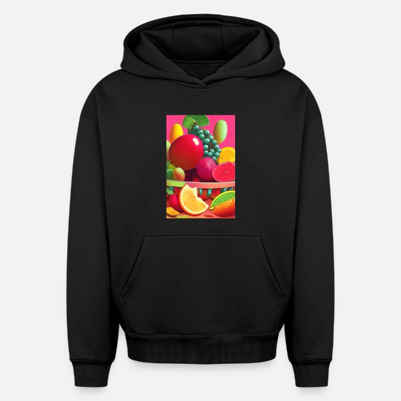 Fruit - Sweat à capuche unisexe oversize épais SPREAD - noir
