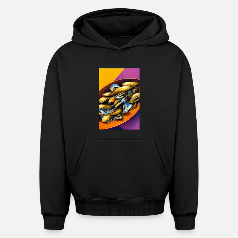 Moules - Sweat à capuche unisexe oversize épais SPREAD - noir