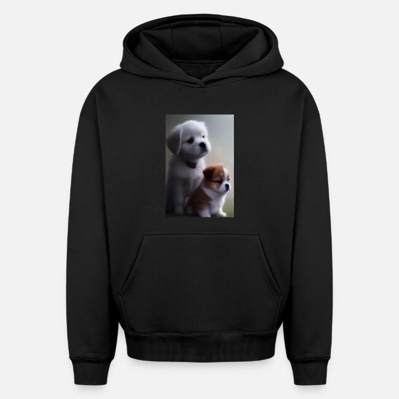 Bébé chien - Sweat à capuche unisexe oversize épais SPREAD - noir