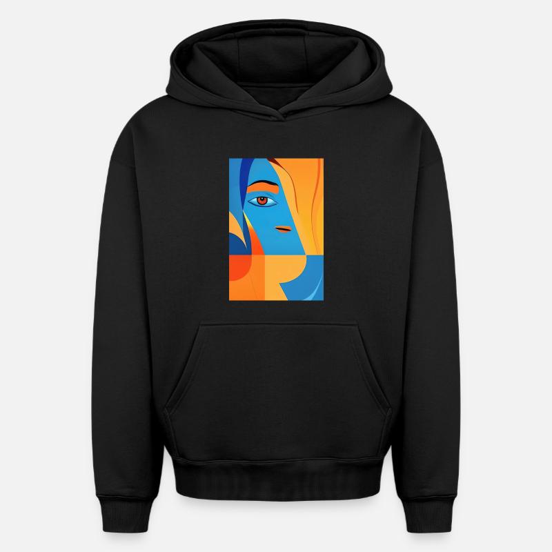 Art abstrait - Sweat à capuche unisexe oversize épais SPREAD - noir