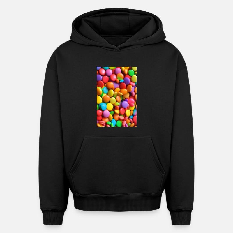 Bonbons - Sweat à capuche unisexe oversize épais SPREAD - noir