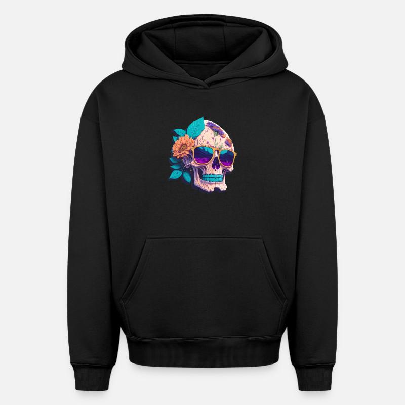 Crâne - Sweat à capuche unisexe oversize épais SPREAD - noir