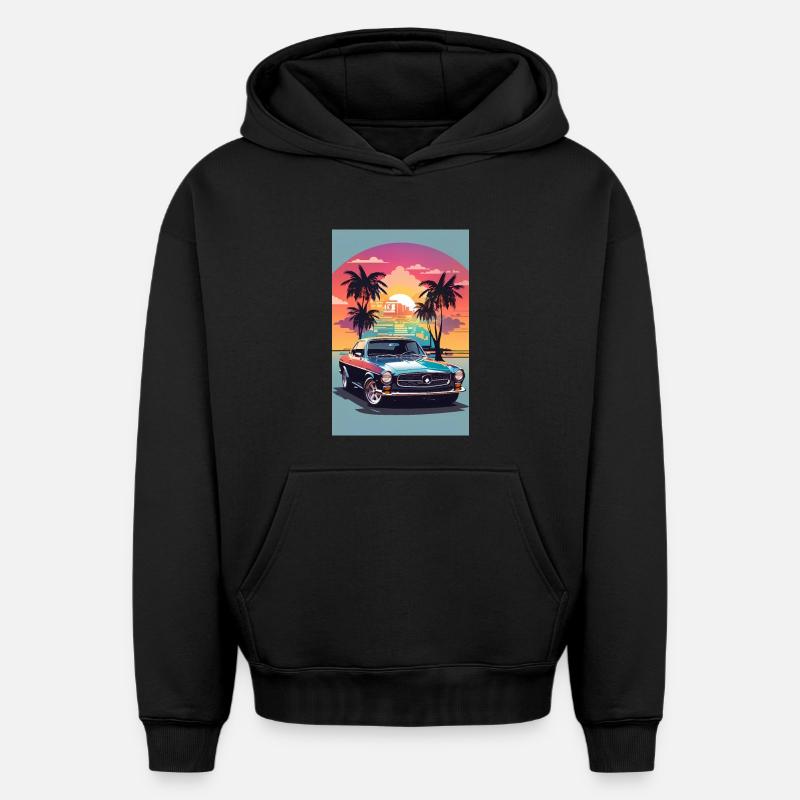 Muscle car - Sweat à capuche unisexe oversize épais SPREAD - noir