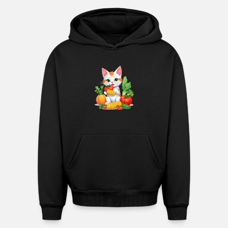 Chat Bio - Sweat à capuche unisexe oversize épais SPREAD - noir