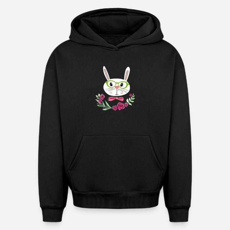 Lapin de Pâques Pâques - Sweat à capuche unisexe oversize épais SPREAD - noir