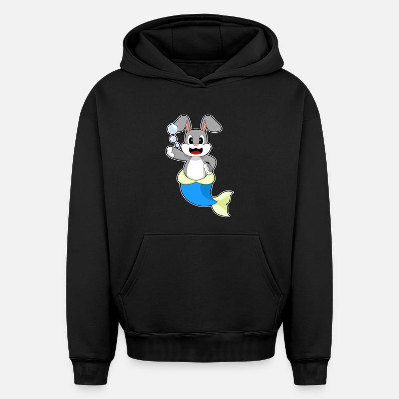 Sirène lapin - Sweat à capuche unisexe oversize épais SPREAD - noir