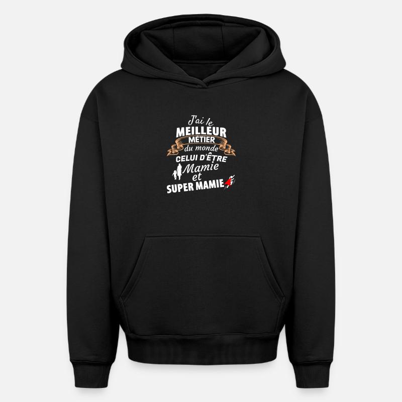 Fierté Mamie Super Héroïne - Sweat à capuche unisexe oversize épais SPREAD - noir