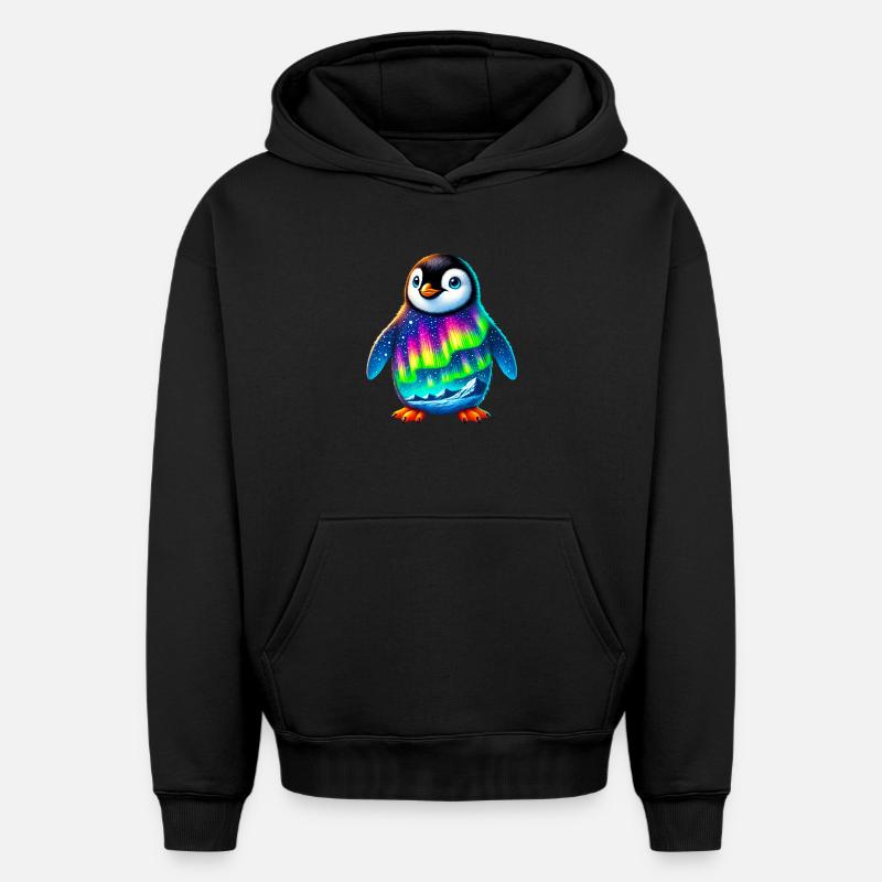 Pingouin - Sweat à capuche unisexe oversize épais SPREAD - noir