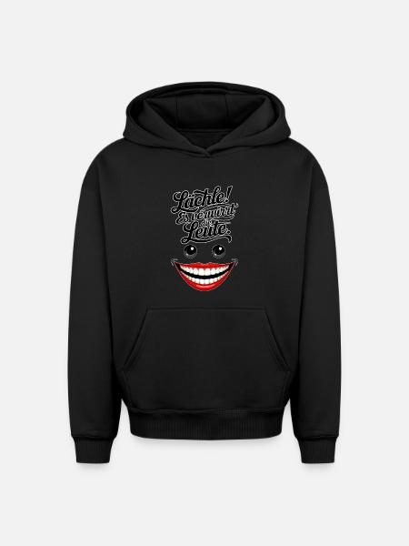 Always smiling - Oversized Heavyweight Unisex Hoodie - black