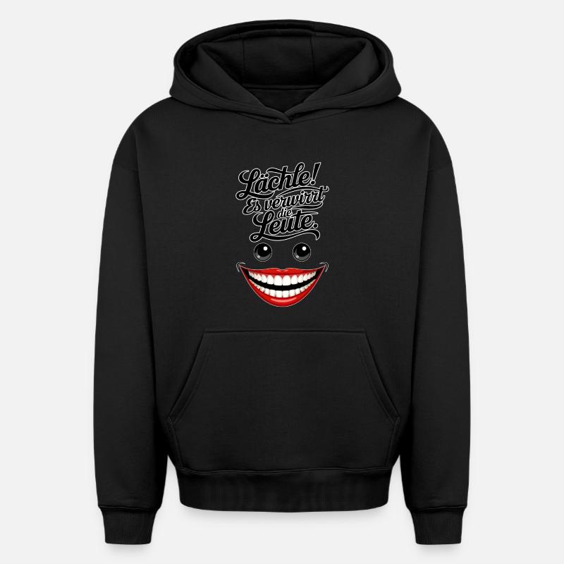 Always smiling - Oversized Heavyweight Unisex Hoodie - black