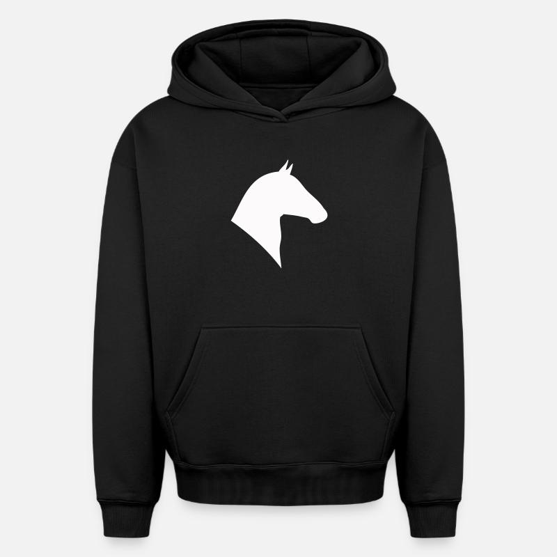 Silhouette Tête De Cheval - Sweat à capuche unisexe oversize épais SPREAD - noir