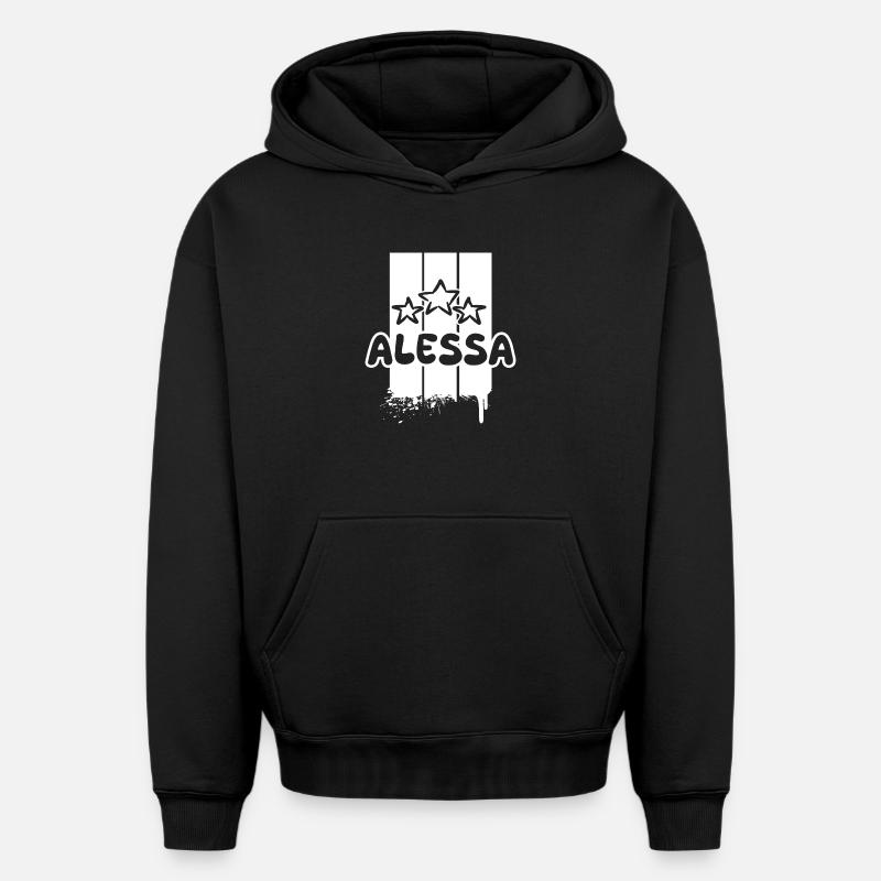 Alessa comme idée de cadeau - Sweat à capuche unisexe oversize épais SPREAD - noir