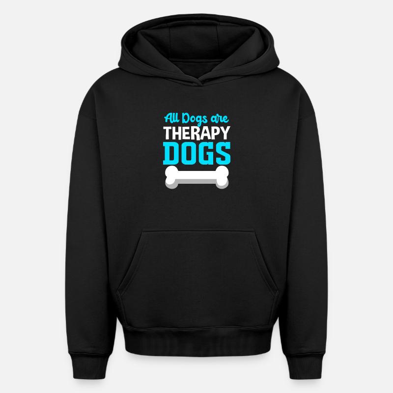 Chien de thérapie - Sweat à capuche unisexe oversize épais SPREAD - noir