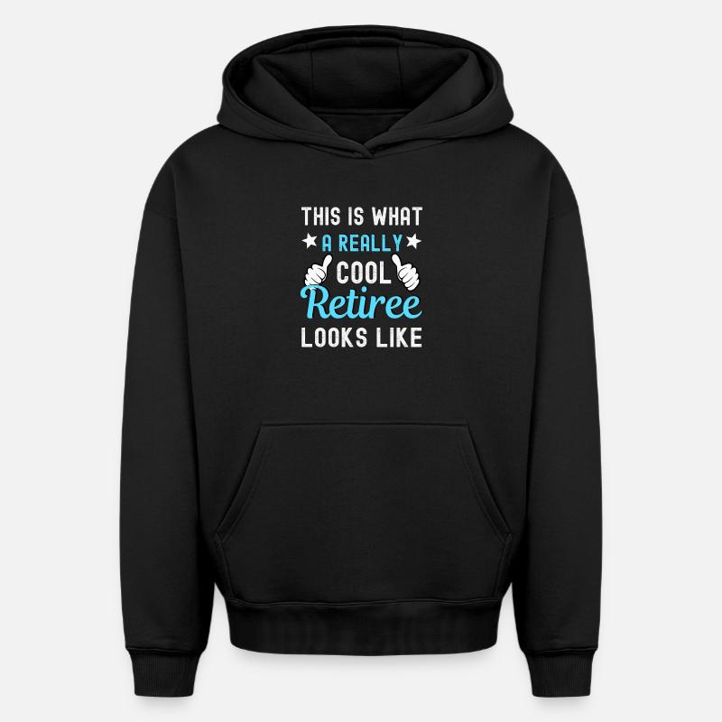 Retraité Retraité Retraité - Sweat à capuche unisexe oversize épais SPREAD - noir