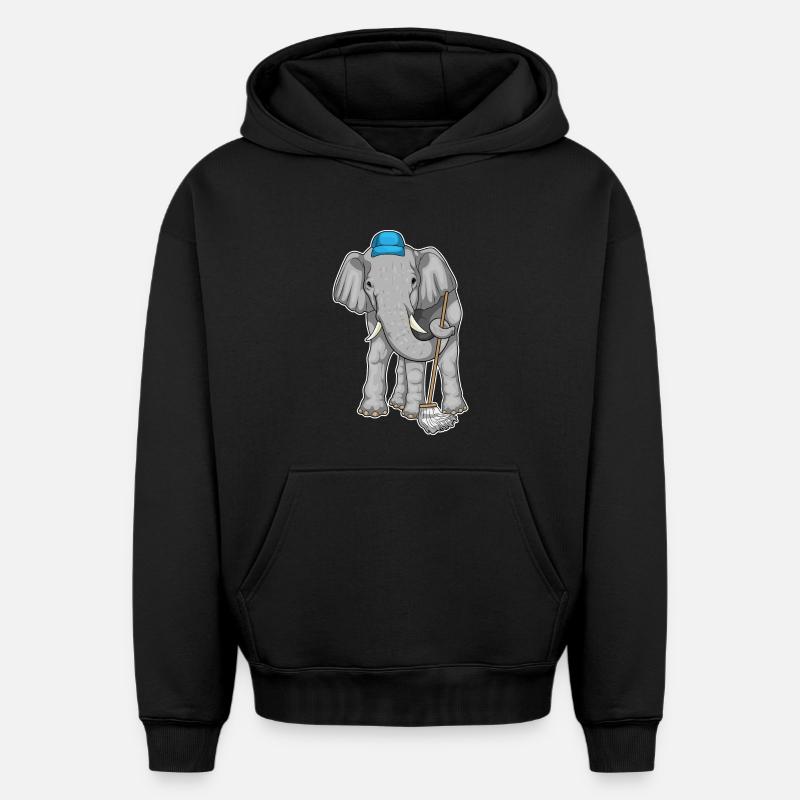 Nettoyant éléphant Vadrouille - Sweat à capuche unisexe oversize épais SPREAD - noir