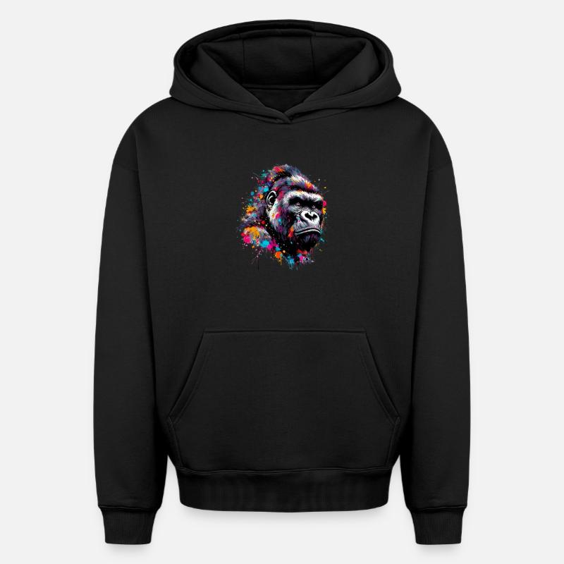 Gorille - Sweat à capuche unisexe oversize épais SPREAD - noir