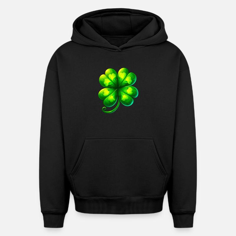 Trèfle à quatre feuilles - Sweat à capuche unisexe oversize épais SPREAD - noir