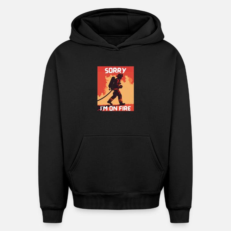 Pompier en feu - Sweat à capuche unisexe oversize épais SPREAD - noir
