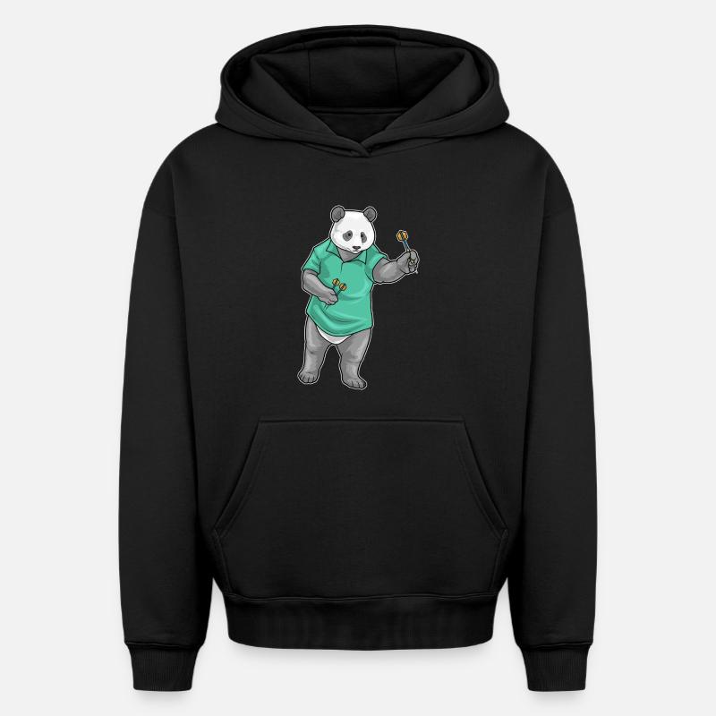 Panda Dart Dartpfeil - Sweat à capuche unisexe oversize épais SPREAD - noir