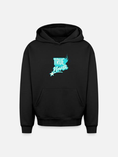 True North Inspirational Graphic Design - Oversized Heavyweight Unisex Hoodie - black