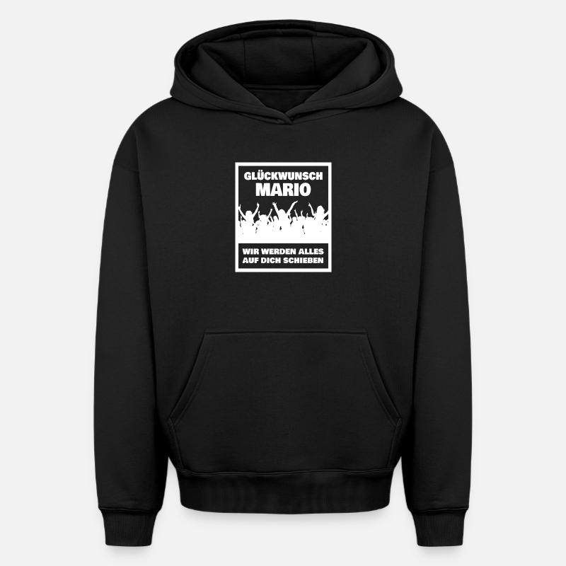 Mario - Sweat à capuche unisexe oversize épais SPREAD - noir