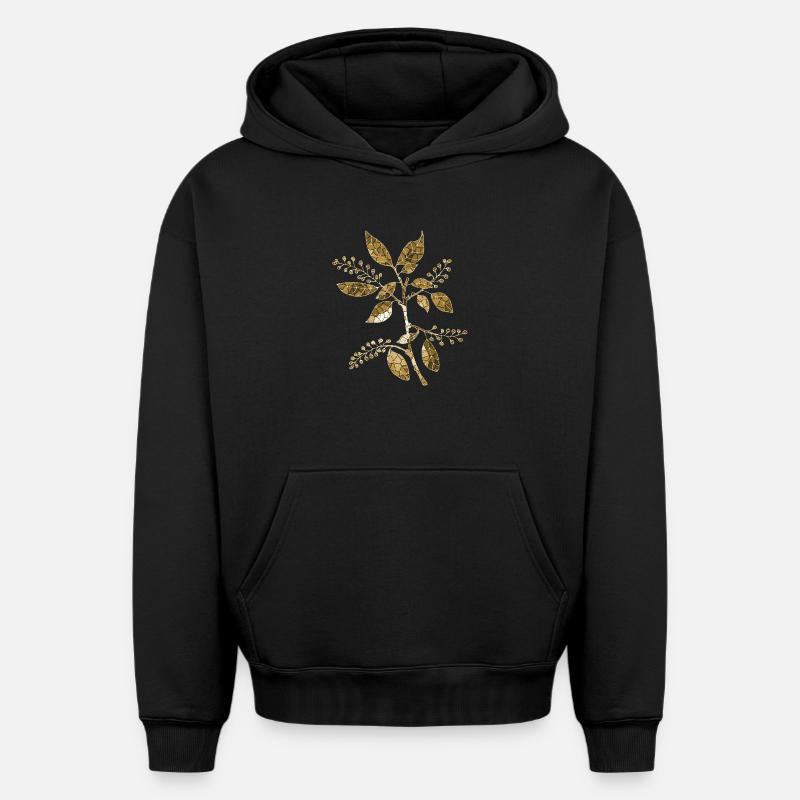Fleur - Sweat à capuche unisexe oversize épais SPREAD - noir