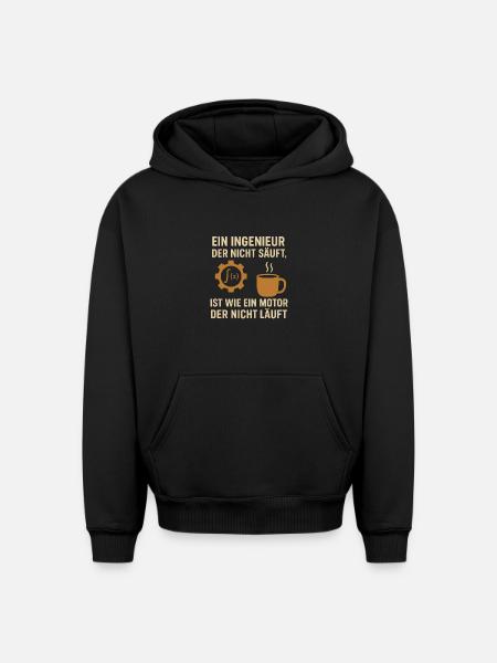 Engineer Humor Coffee Engine - Oversized Heavyweight Unisex Hoodie - black