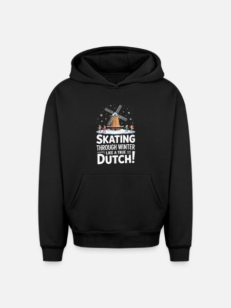 Patiner en hiver comme un vrai Hollandais - Sweat à capuche unisexe oversize épais SPREAD - noir