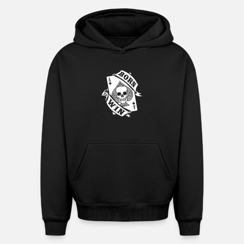 NÉ POUR GAGNER - Sweat à capuche unisexe oversize épais SPREAD - noir