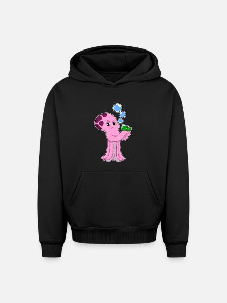 Krake Poker Poker Cards - Oversized Heavyweight Unisex Hoodie - black
