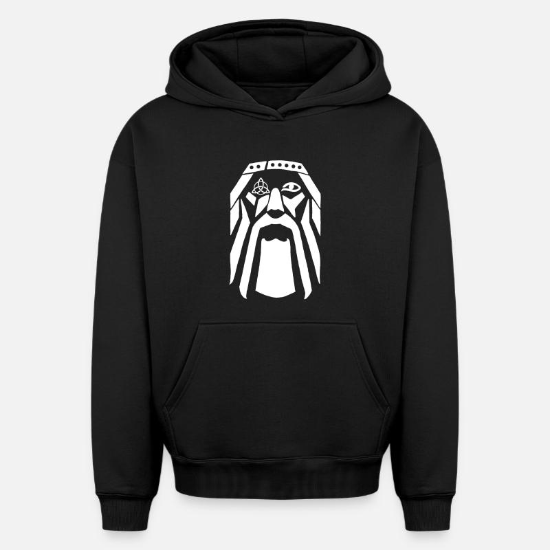 Guerrier viking (blanc) - Sweat à capuche unisexe oversize épais SPREAD - noir