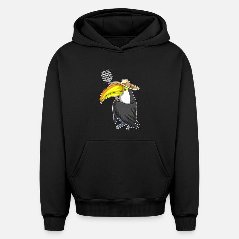 Ferme du Toucan Harke - Sweat à capuche unisexe oversize épais SPREAD - noir