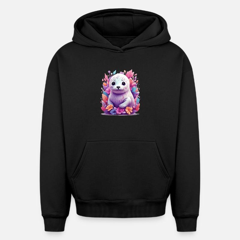 Sceau mignon - Sweat à capuche unisexe oversize épais SPREAD - noir
