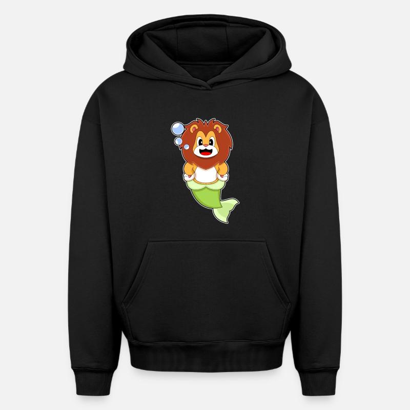 Sirène Lion - Sweat à capuche unisexe oversize épais SPREAD - noir