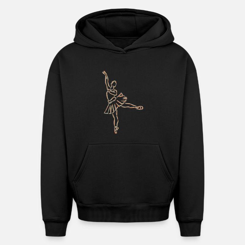 Dessin de fille de ballet - Sweat à capuche unisexe oversize épais SPREAD - noir