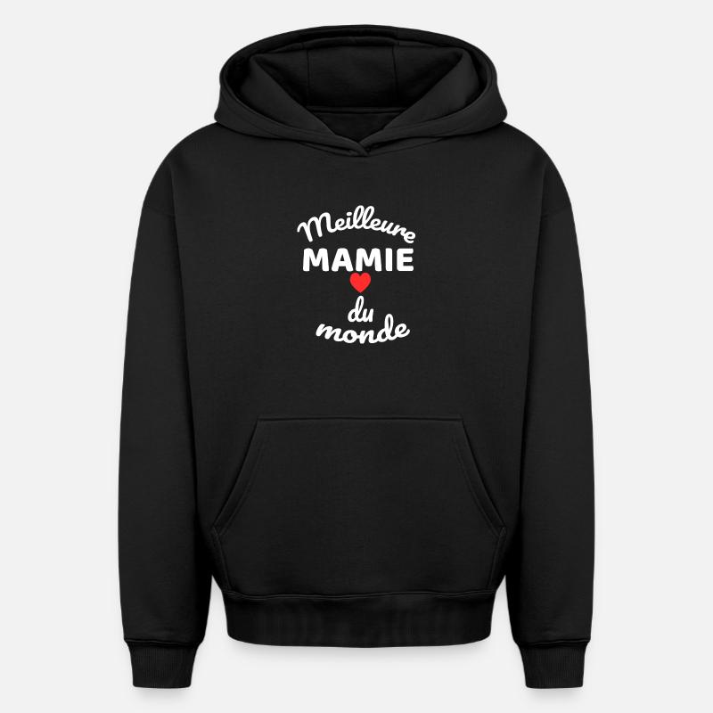 Cœur de Meilleur Maman  - Sweat à capuche unisexe oversize épais SPREAD - noir