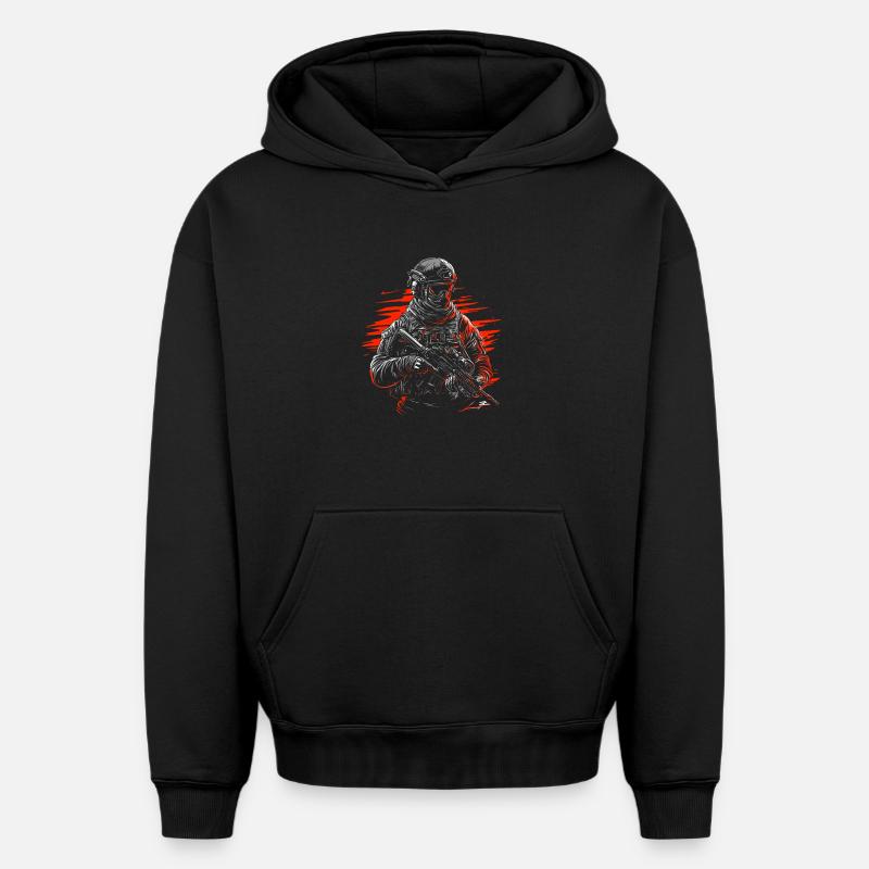 Special Forces - Oversized Heavyweight Unisex Hoodie - Schwarz