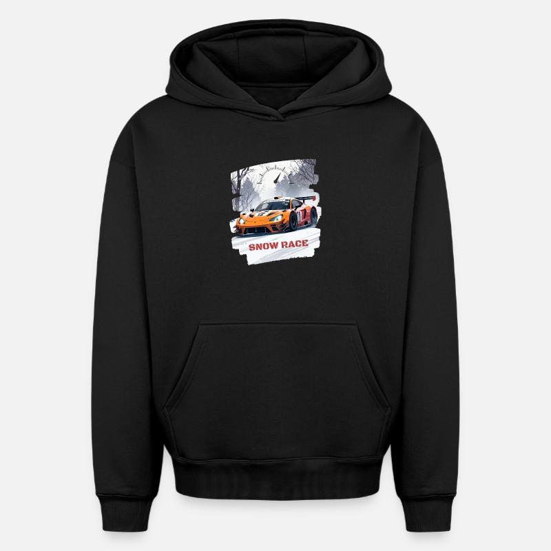 COURSE SUR NEIGE - Sweat à capuche unisexe oversize épais SPREAD - noir