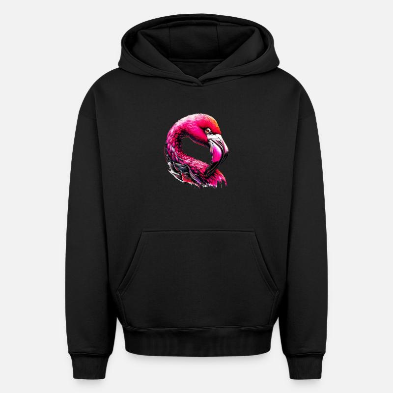 Flamant - Sweat à capuche unisexe oversize épais SPREAD - noir