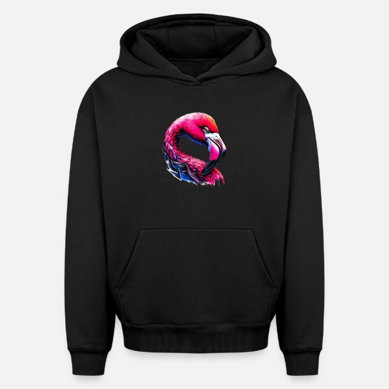 Flamant - Sweat à capuche unisexe oversize épais SPREAD - noir