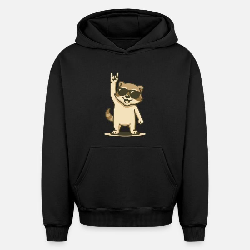 Bébé Rock’n’Raccoon - Sweat à capuche unisexe oversize épais SPREAD - noir