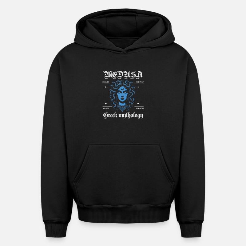 Conception mythologique de Méduse - Sweat à capuche unisexe oversize épais SPREAD - noir