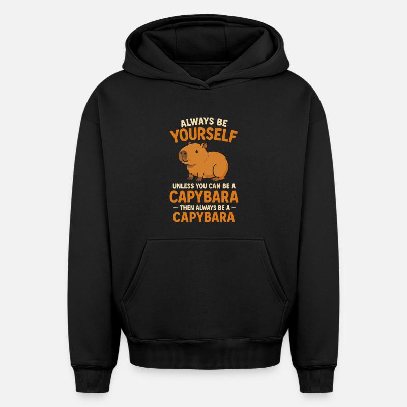 Capybara - Sweat à capuche unisexe oversize épais SPREAD - noir