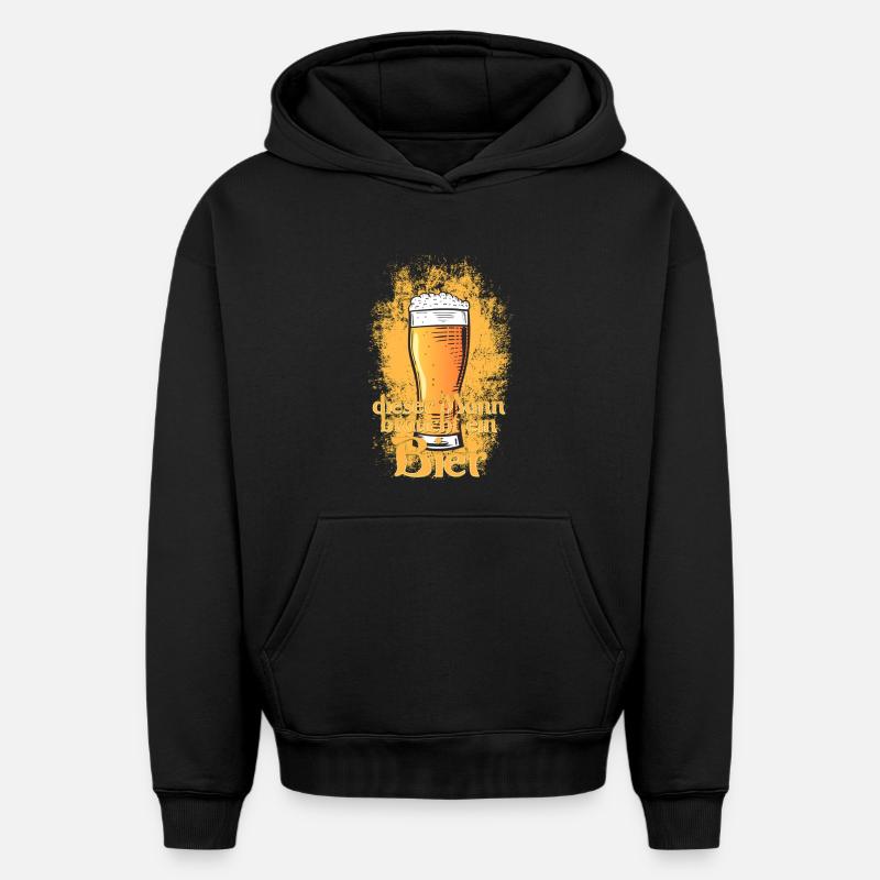 This man needs a beer - Oversized Heavyweight Unisex Hoodie - black