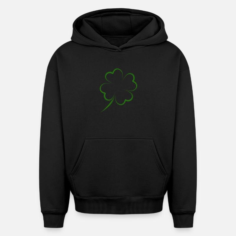 trèfle - Sweat à capuche unisexe oversize épais SPREAD - noir