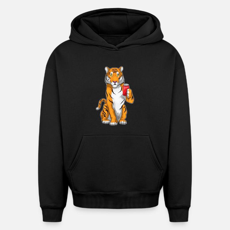 Limonade Tiger - Sweat à capuche unisexe oversize épais SPREAD - noir