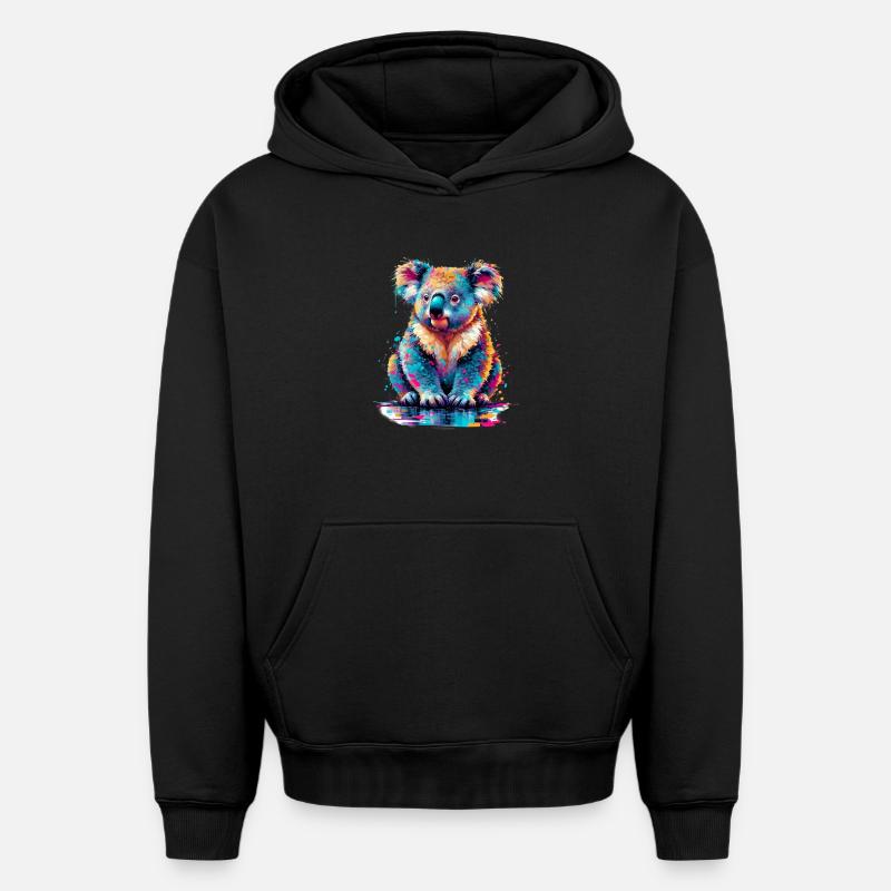 Koala - Sweat à capuche unisexe oversize épais SPREAD - noir