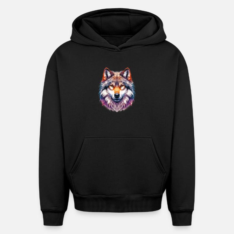 Loup - Sweat à capuche unisexe oversize épais SPREAD - noir