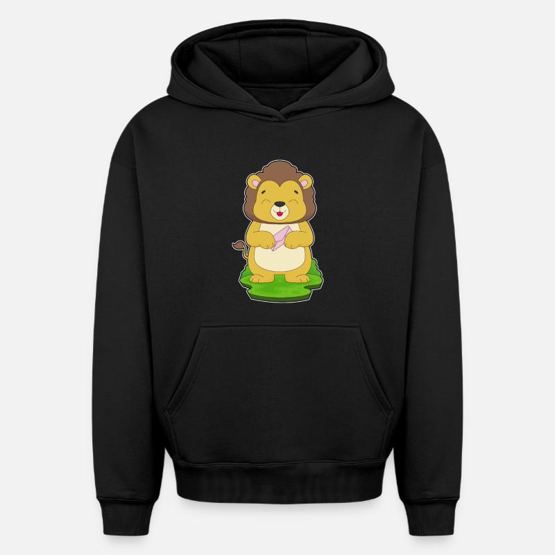 Enveloppe Lion - Sweat à capuche unisexe oversize épais SPREAD - noir